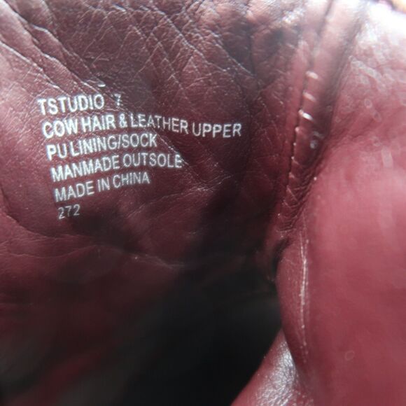 Steve Madden Shoes Womens 7 Booties Leather Cow Hair Fur Tstudio Block Heel Zip - Picture 16 of 16